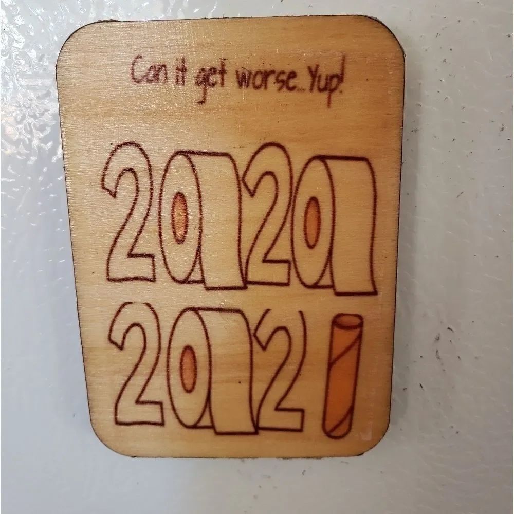 Wood Refrigerator magnet /mini wall hanging. Can it get worse, yep